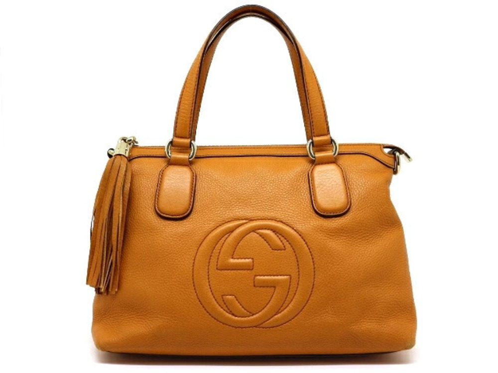 Gucci Bag Handbag Shoulder Soho Leather Orange